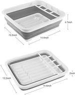 Collapsible Dish Drying Rack Portable Dinnerware Drainer Organizer for Kitchen RV Campers Travel Trailer Space Saving Kitchen Storage Tray