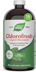 Nature's Way Chlorofresh Liquid Chlorophyll, Chlorophyllin Copper Complex, Internal Deodorant Supplement, Supports Healthy Skin and Detox Pathways*, Mint Flavored, 16 fl oz