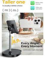 LISEN Cell Phone Stand Adjustable for iPhone Phone Holder for Desk, Office Desk Accessories Computer PC for iPhone Stand Gaming Essentials Fit Otterbox Case Phones Switch Kindle iPad Air Tablet 4-10in
