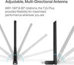 TP-Link AC600 USB WiFi Adapter for PC (Archer T2U Plus)- Wireless Network Adapter for Desktop with 2.4GHz, 5GHz High Gain Dual Band 5dBi Antenna, Supports Win11/10/8.1/8/7/XP, Mac OS 10.9-10.14, Black