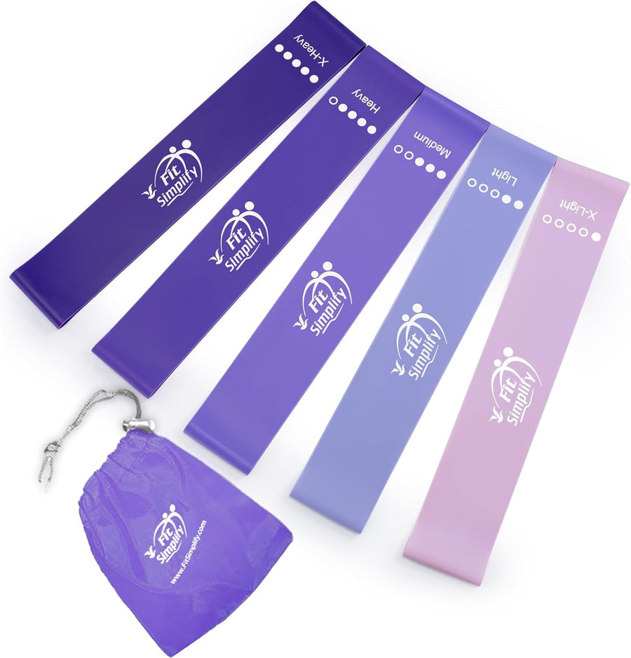 Fit Simplify Resistance Loop Bands - Set of 5 with Carry Bag & Guide