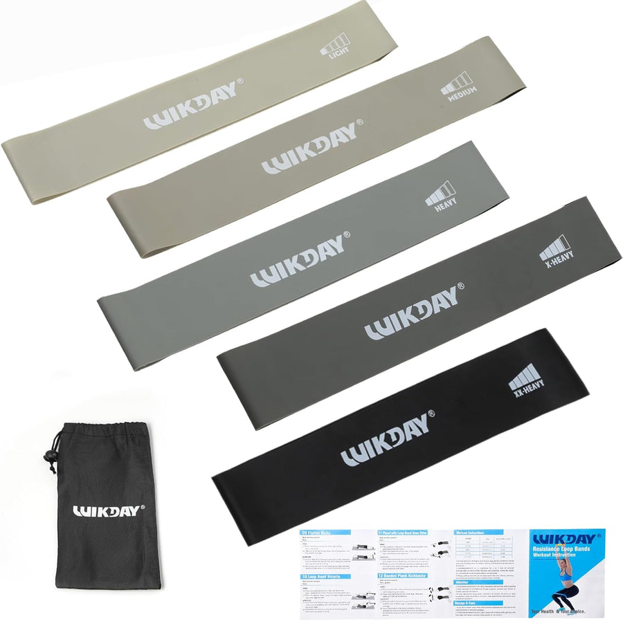 WIKDAY Resistance Bands Set - 5 Workout Loops for Men Women Home Gym Fitness