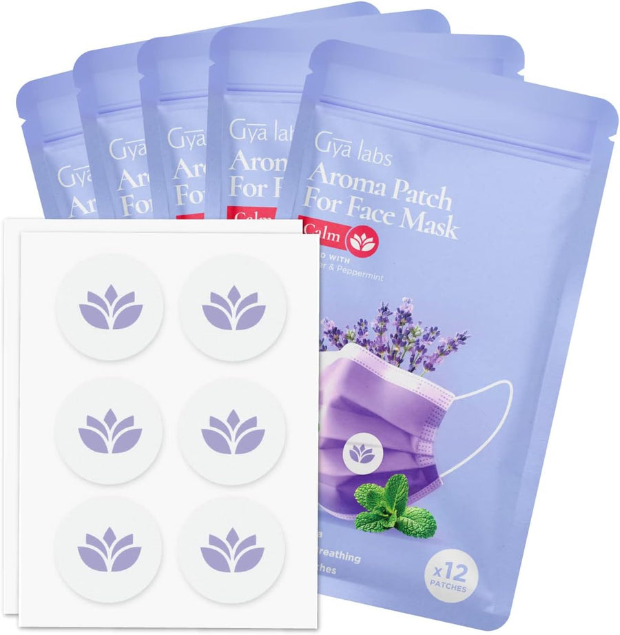 Gya Labs Combo Pack Aroma Mask Patches - Essential Oil Scented Mask Stickers for Face Masks & Pillows, Infused with Essential Oils (5 Packs, 60 Stickers)
