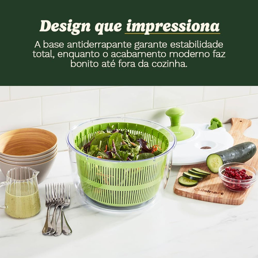 Cuisinart Large Spin Stop Salad Spinner- Wash, Spin & Dry Salad Greens, Fruits & Vegetables, 5qt, CTG-00-SAS1