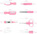 Baby Grooming Kit, Infant Safety Care Set with Hair Brush Comb Nail Clipper Nasal Aspirator,Baby Essentials Kit for Newborn Girls Boys (Pink Baby Grooming kit)