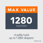 Diaper Genie Refill Round – Pack of 4 | Holds 1280 Diapers | Odor-Lock Film for Complete & Expressions Pails
