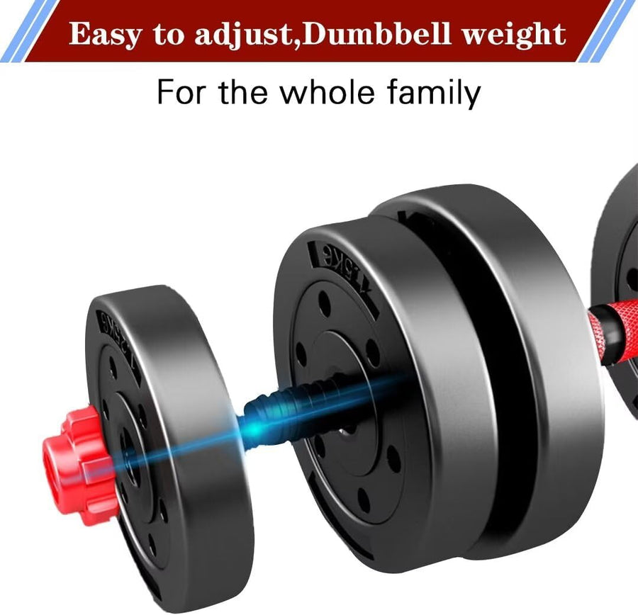 Adjustable Dumbbell Set - 20lbs Convertible to Barbell for Home Gym
