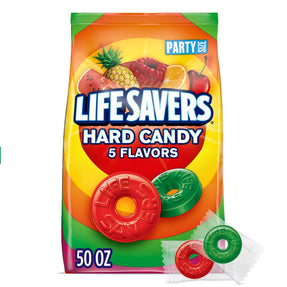 LIFE SAVERS Hard Candy Bag 5 Flavors, Hard Candy Individually Wrapped for Goodie Bags, Road Trips, Treats, Offices, Celebrations, 50-Ounce Party Size