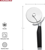 KitchenAid Classic Pizza Wheel with Sharp Blade For Cutting Through Crusts, Pies and More, Built In Finger Guard for Safety and Comfort Grip to Protect Fingers, Dishwasher Safe, 9-Inch, Black