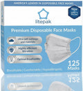 Litepak 125-Pack Premium Disposable Face Masks with Comfort Earloops Blue