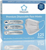 Litepak 125-Pack Premium Disposable Face Masks with Comfort Earloops Blue