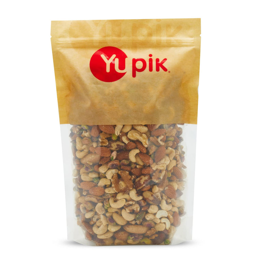 Yupik Raw Mix Nuts, 1 lb, Premium Natural Mixed Nuts with Almonds, Walnuts, Pistachios, Cashews, and Brazil Nuts, Healthy Snack,Brown, Pack of 1