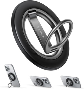 Lamicall for MagSafe Magnetic Phone Ring Stand - [Upgrade Dual-Hinge] 360° Rotation Finger Grip Holder, Super Magnet Phone Kickstand Ring, Mag Safe Grip Accessories for iPhone 17 Pro Max Air, Android
