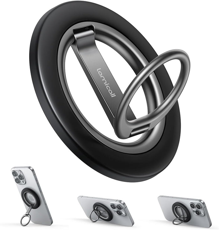 Lamicall for MagSafe Magnetic Phone Ring Stand - [Upgrade Dual-Hinge] 360° Rotation Finger Grip Holder, Super Magnet Phone Kickstand Ring, Mag Safe Grip Accessories for iPhone 17 Pro Max Air, Android