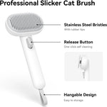 aumuca Cat Brush with Release Button, Cat Brushes for Indoor Cats Shedding, Cat Brush for Long or Short Haired Cats, Cat Grooming Brush Cat Comb for Kitten Rabbit Massage Removes Loose Fur