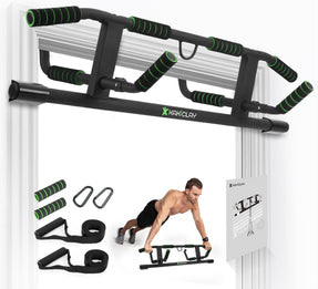 KAKICLAY Upgrade Multi-Grip Pull Up Bar with Smart Hooks