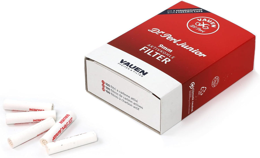 Vauen Dr. Perl Junior 9mm Activated Carbon Pipe Filters, 100 Pack