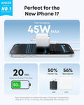 Anker Nano 45W Type C Charger Fast Charging, Compact and Foldable Plug USB C Charger Block for iPhone 17/16 Series, MacBook, Pixel 9, iPad, Samsung Galaxy S25 Ultra / S24 Series (6 ft Cable Included)