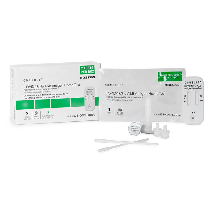 McKesson Consult COVID-19/Flu A&B Antigen At-Home Test Kit (20 Tests)