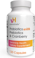 vH Essentials Probiotics for Women with Prebiotics, Cranberry & Vitamin C - 120 Capsules (60 Day Supply) -Probiotics Support Gut Balance, Health & Urinary Tract Health for Women