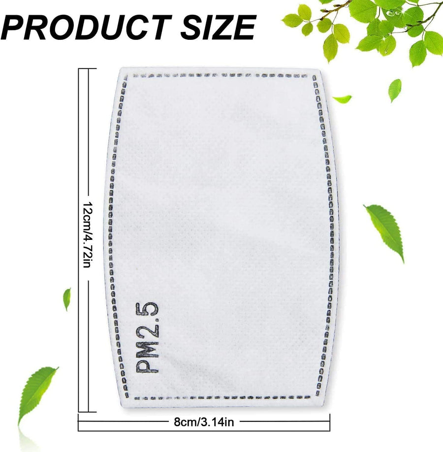 100Pcs PM2.5 Mask Filters 5 Layers Activated Carbon Non-Woven Mask Filters, Adult for Outdoor Activities Replaceable Anti Haze Protective Filters Insert