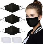NBDIB Adult Adjustable Face Mask with Filter Pocket and Nose Wire Black