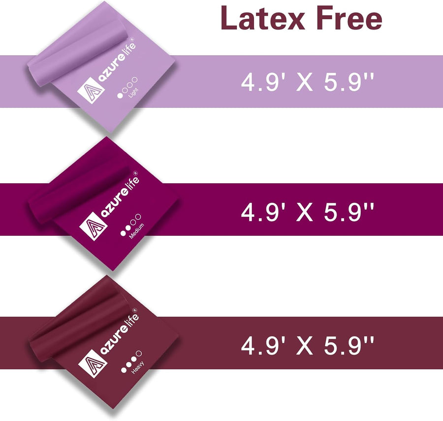 A AZURELIFE Resistance Bands - Professional Non-Latex Elastic Bands for Yoga, Pilates, Rehab