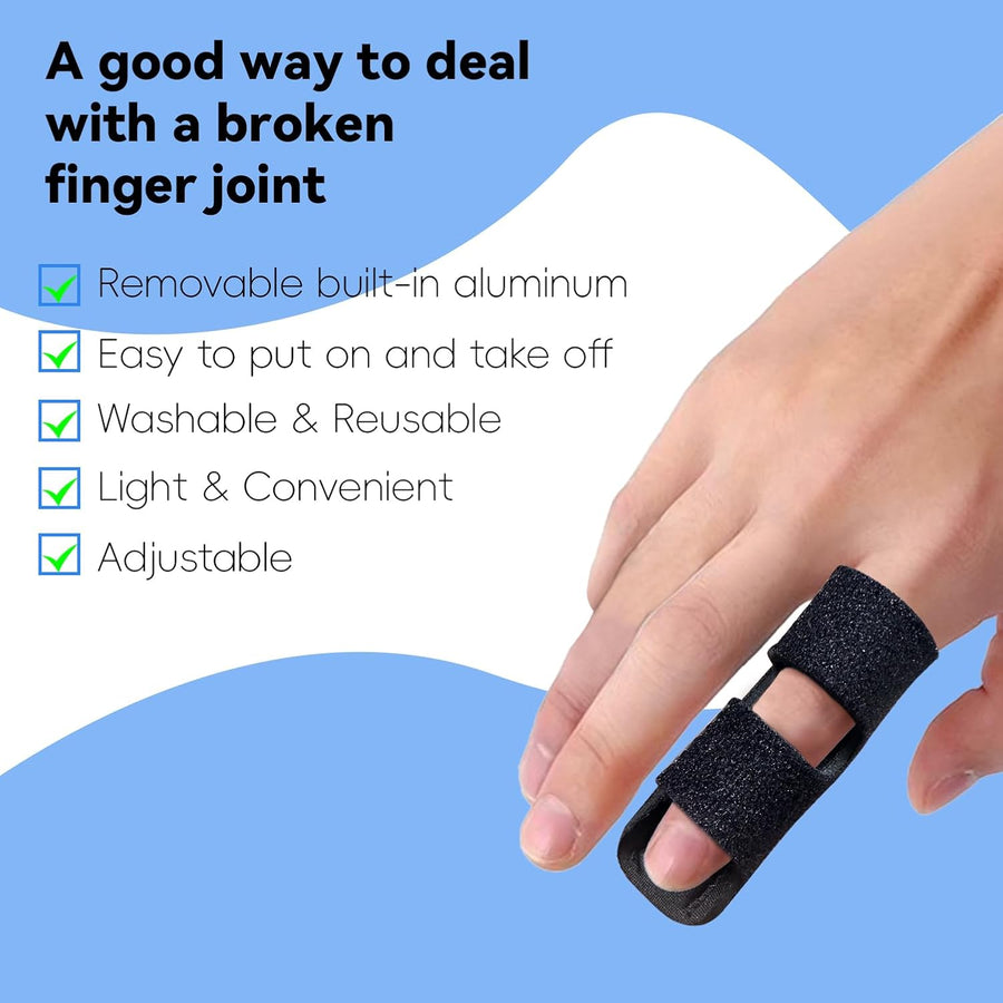 Finger Splint Universal Trigger Finger Brace for Broken Arthritis Pain Relief 2 Pack Black