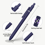 Gel Pens, 5 Pcs 0.5mm Black Ink Pens Fine Point Smooth Writing Pens with Silicone Grip, High-End Series Metal Clip Retractable Pens for Journaling Note Taking (Vintage)
