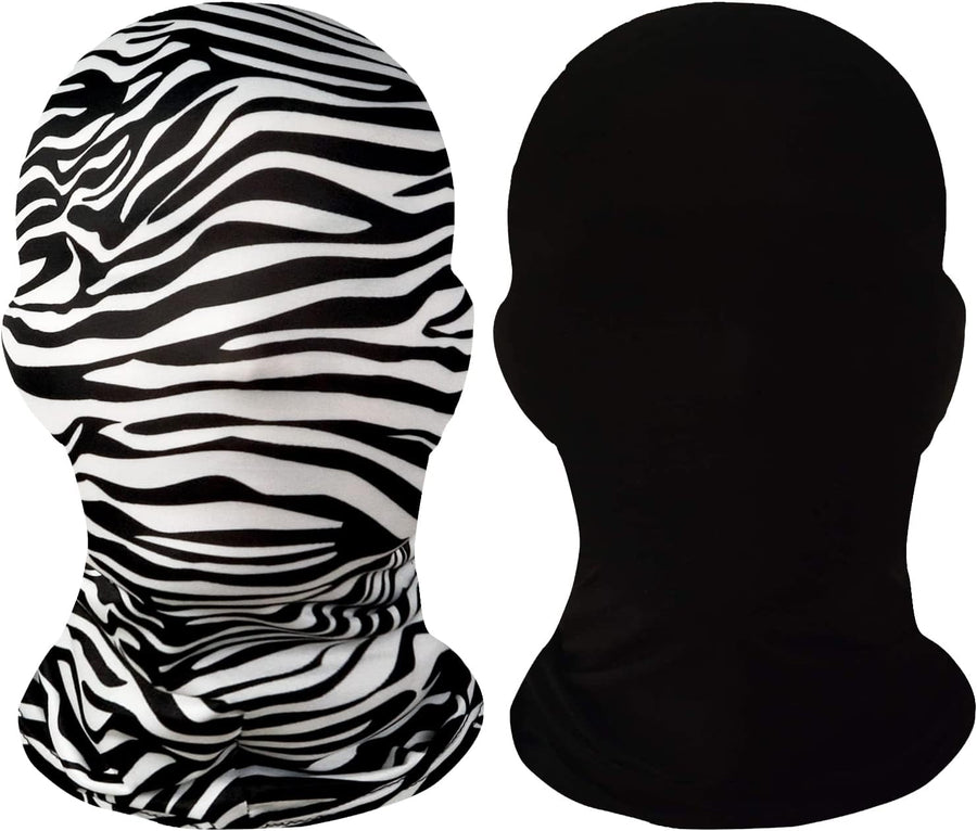 Homelex 2 Pieces Full Face Mask, Unisex BW 2nd Skin Spandex Halloween Hood