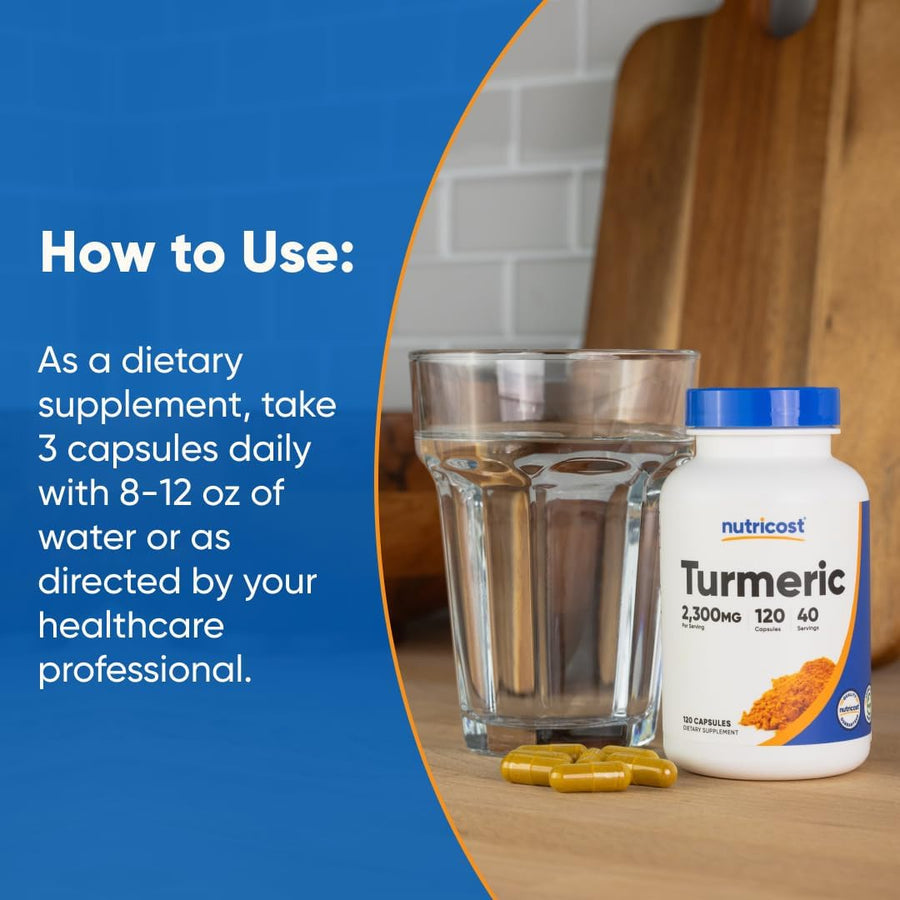 Nutricost Turmeric Curcumin with BioPerine, 2300mg, 120 Veggie Capsules, Gluten Free, Non-GMO