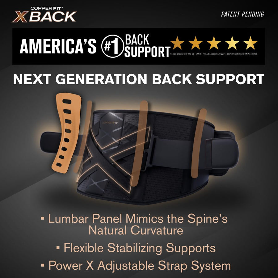Copper Fit X-Back Brace for Lower Back Pain and Lumbar Support - Adjustable and Breathable Design