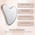 Nuanchu Stainless Steel Gua Sha Facial Tools Metal Guasha Tool for Face Body Jawline Shaper, Double Chin Reducer, Puffiness Reducing, Lymphatic Drainage Massager Skin Care Gift with Pouch