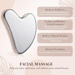Nuanchu Stainless Steel Gua Sha Facial Tools Metal Guasha Tool for Face Body Jawline Shaper, Double Chin Reducer, Puffiness Reducing, Lymphatic Drainage Massager Skin Care Gift with Pouch