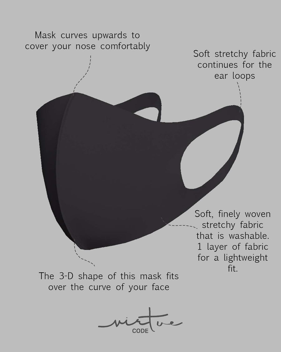 Virtue Code Second Skin Cloth Face Mask Pack. 4 Buttery Soft Masks Washable Fabric