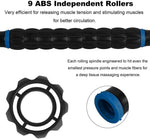 YANSYI Professional 9-Roller Deep Tissue Massage Stick Blue Portable Muscle Recovery