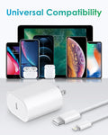 Fast Charger i Phone, 20W USB C Block with 6Ft Cable Compatible with IP 14/14 Pro/14 Plus/14 Pro Max/13/13 Mini/13 Pro/13 Pro Max/12/11/X & More