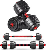 Adjustable Dumbbells Set - 30 LBS Weight Plates, 3-in-1 Barbell, Home Gym Equipment