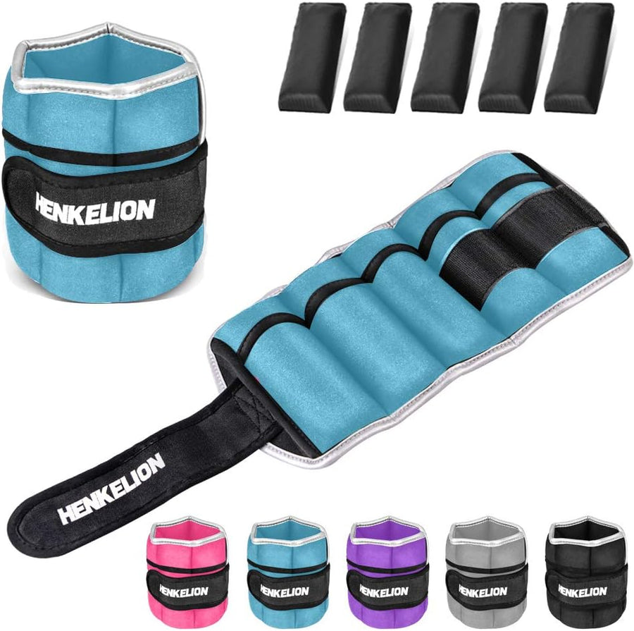 Henkelion Adjustable Ankle Weights - 1-10 Lbs for Women, Men, Kids - Strength Training Wrist & Ankle Weights