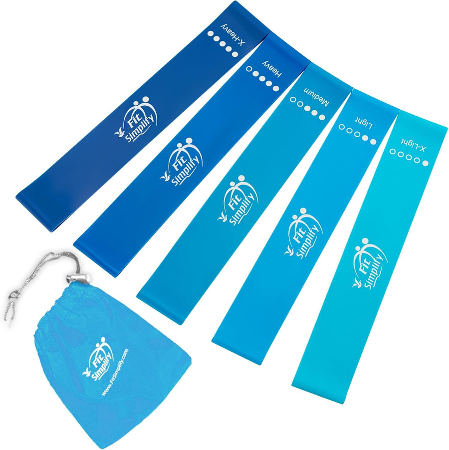 Fit Simplify Resistance Loop Bands - Set of 5 with Carry Bag & Guide