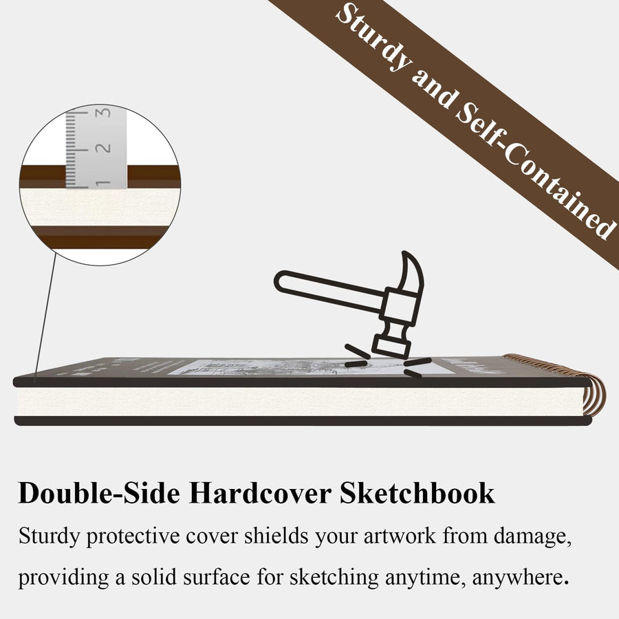 Fuxi 9" x 12" Sketch Book, Top Spiral Bound Sketch Pad, 100 Sheets 68lb/100gsm Acid-Free Drawing Paper, Art Sketchbook for Drawing Pad for Kids Artists & Beginners Professional Art Supplies for Adults