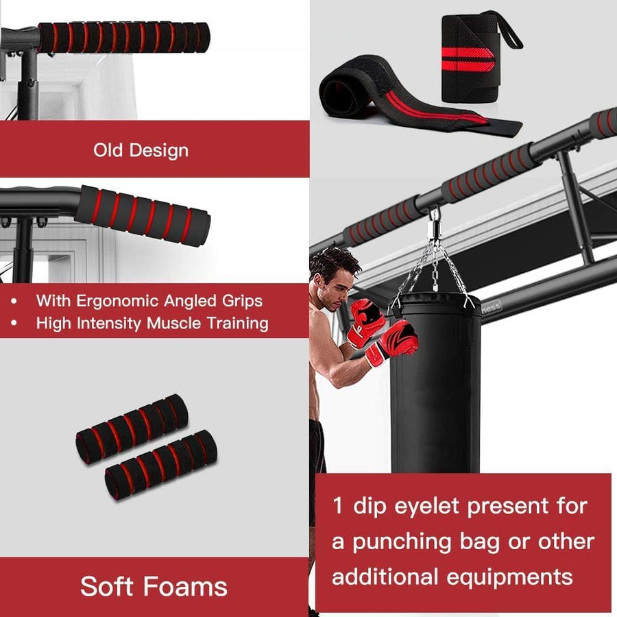 AmazeFan Pull Up Bar Doorway with Ergonomic Grip Home Gym Chin-Up Frame
