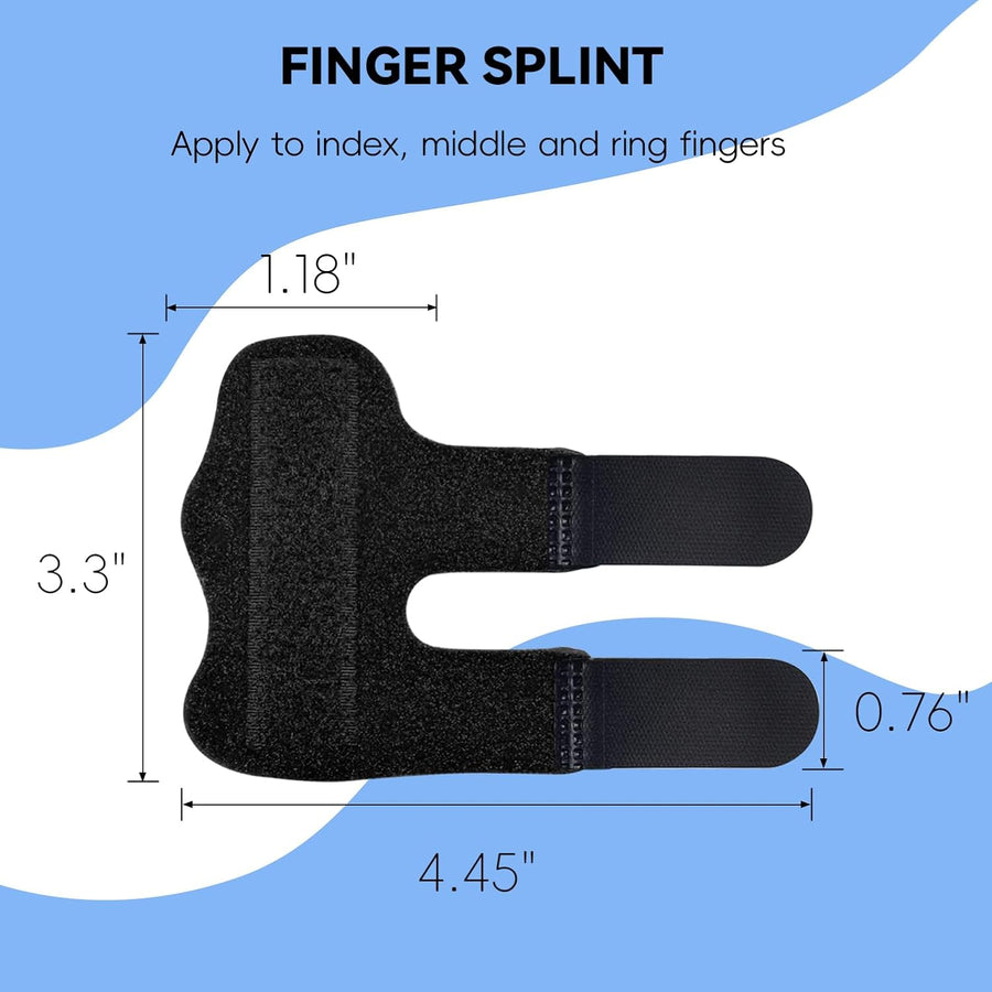 Finger Splint Universal Trigger Finger Brace for Broken Arthritis Pain Relief 2 Pack Black
