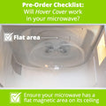 HOVER COVER Magnetic Splatter Cover, 12-Inch Clear BPA-Free Food Lid, Vented Plate Guard with Steam Vents, Anti-Splash Microwave Lid, Dishwasher Safe, Space-Saving Magnetic Storage - Gray
