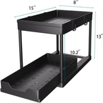 DEKAVA Under Sink Organizer 2 Pack, Bathroom Cabinet Organizer, 2 Tier Sliding Cabinet Basket Organizer Drawer, Multi-Purpose Bath Collection Baskets for Bathroom (Black)