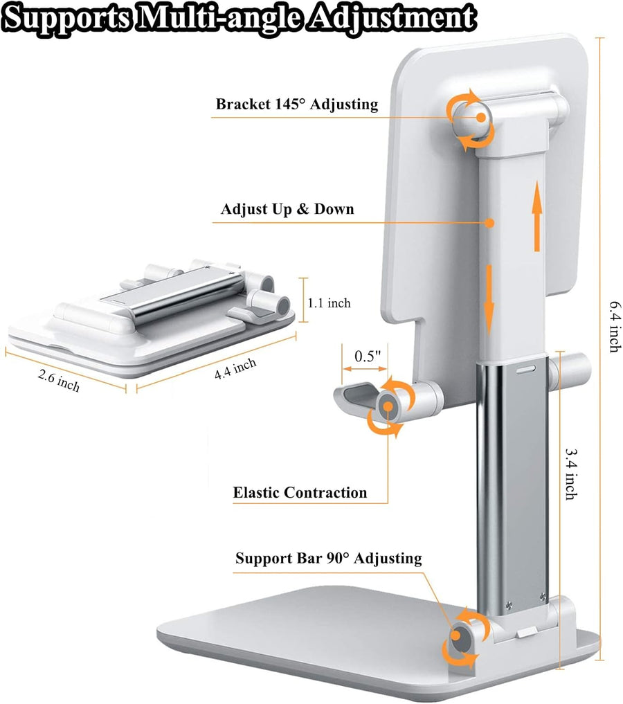 2 Pcs Cell Phone Stand, Adjustable Angle Height Phone Stand for Desk, Fully Foldable/Portable Phone Holder, Compatible for iPhone 16/15/14/13/12/Smartphones