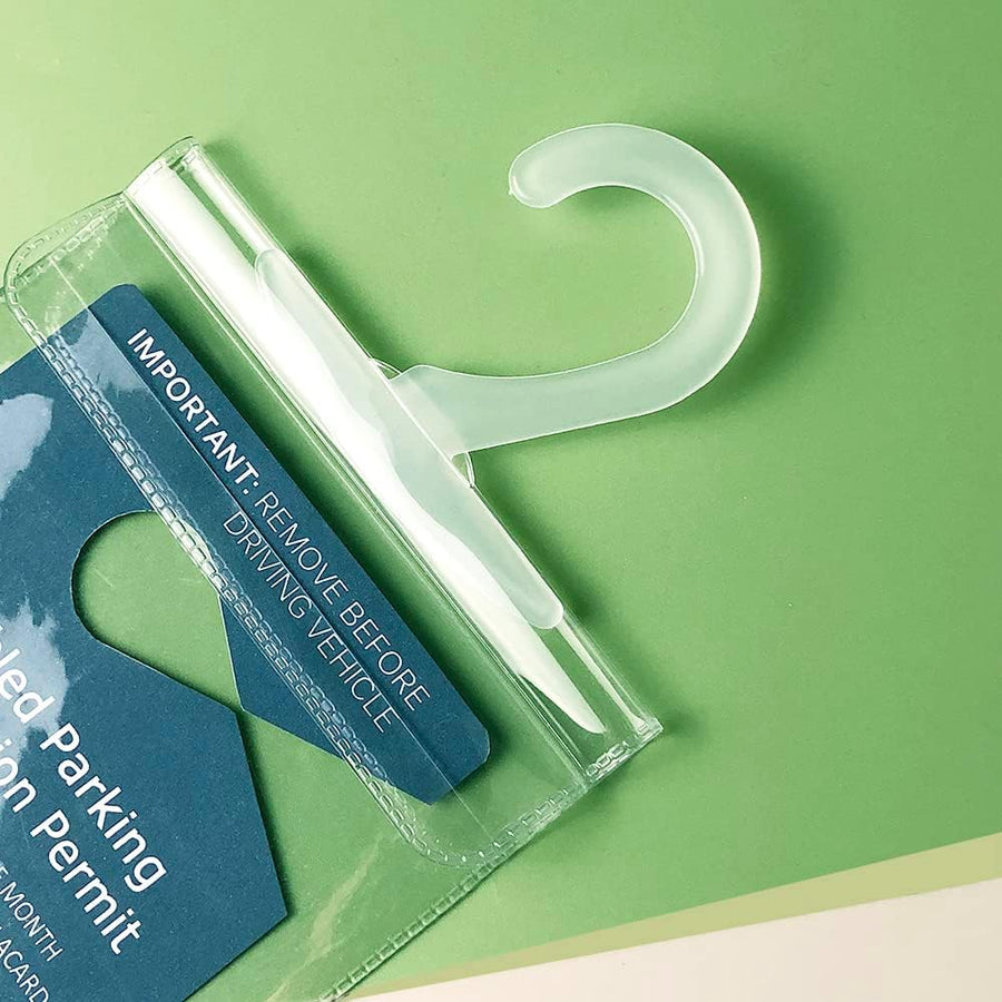 Handicap Parking Placard Holder, Ultra Transparent Disabled Permit Protective Cover with Large Hanger by Tbuymax (Set of 2)