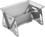 WINB Portable Folding BBQ Grill for 1-2 People - Mini Charcoal Grill for Camping, Compact Stainless Steel Fire Pit with Carry Bag, Outdoor Grill for Backyard, Hiking & Picnic (8.2X5.5 IN)