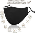 Black Reusable Breathable Cloth Face Mask, Adjustable Washable Face Protection Cover for Men and Women