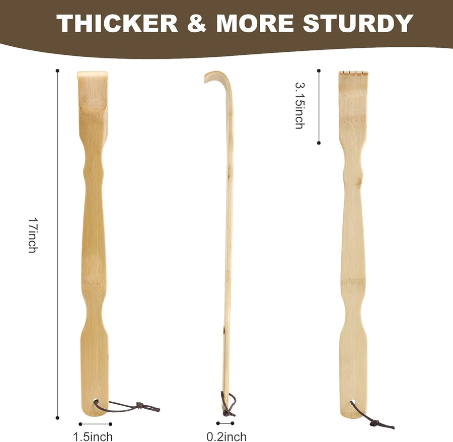 YIMICOO 2 Pack 17 Inch Long Wooden Bamboo Back Scratchers for Adults